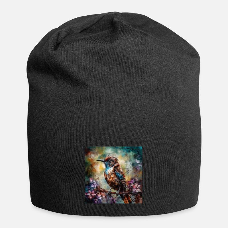 Vogel - Jersey-Beanie - Schwarz