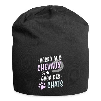 Chevaux et chats - Bonnet en jersey - noir - Devant