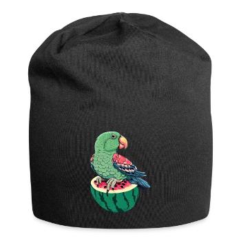 Rare parrot on watermelon - Jersey Beanie - black - Front