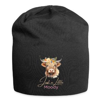 Highland Cow Just A Little Moody Flower Cow Farm - Jersey Beanie - black - Front