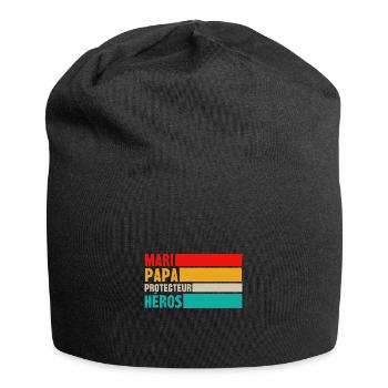 mari papa protecteur héros - Bonnet en jersey - noir - Devant