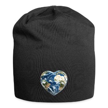 Erde Herz - Jersey-Beanie - Schwarz - Vorne