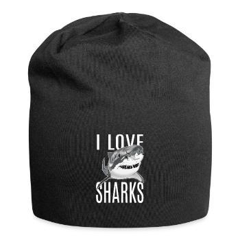 J'aime les requins - Bonnet en jersey - noir - Devant