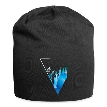 blue panorama forest and mountains - Jersey Beanie - black - Front