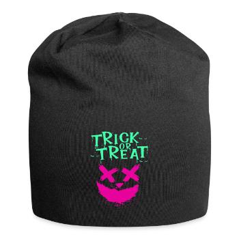 Halloween Effrayant Visage, Truc ou Gâterie - Bonnet en jersey - noir - Devant