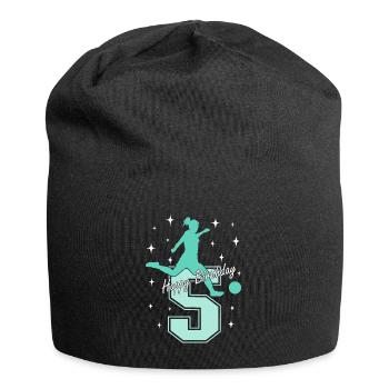 5. Geburtstag Fussball Fussballspielerin - Jersey-Beanie - Schwarz - Vorne