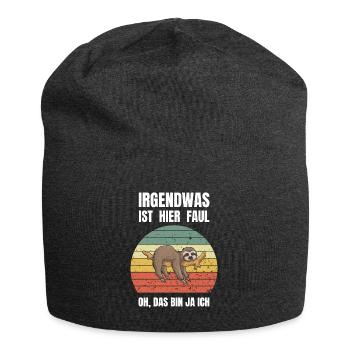 Retro Faultier Lustig Geschenk - Jersey-Beanie - Anthrazit - Vorne