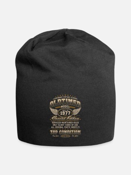 Oldtimer Baujahr 1977 Jahrgang Geburtstag Geschenk - Jersey-Beanie - Schwarz
