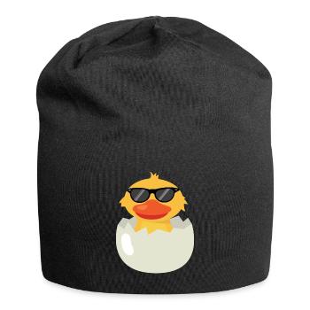 Yellow duck with sunglasses - Jersey Beanie - black - Front