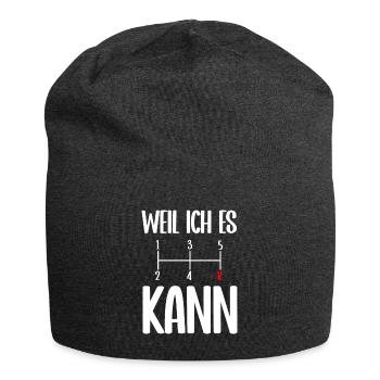 Manuelles statt automatisches Getriebe - Jersey-Beanie - Anthrazit - Vorne