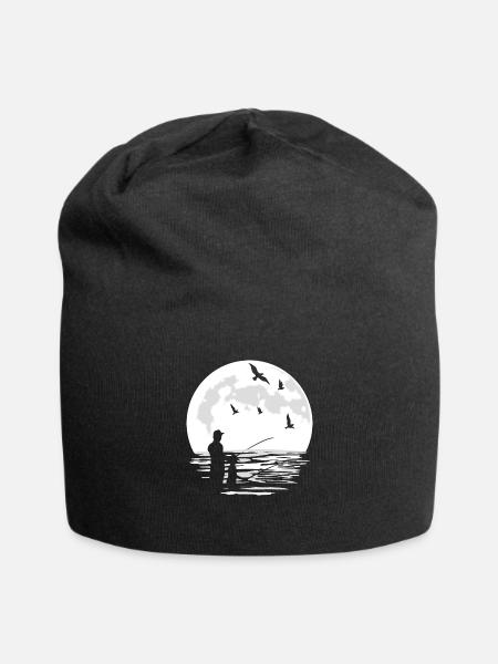 Papa Vater und Sohn Angeln Angel Angler Geschenk - Jersey-Beanie - Schwarz