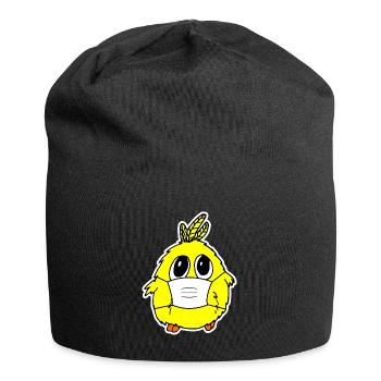 Chicken süßes Küken mit Mundschutz Maske Cutie - Jersey-Beanie - Schwarz - Vorne