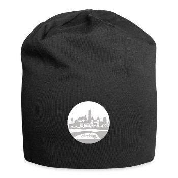 amberg,skyline,grau,kreis,scherenschnitt - Jersey-Beanie - Schwarz - Vorne