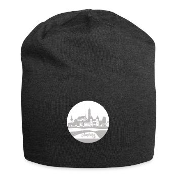 amberg,skyline,grau,kreis,scherenschnitt - Jersey-Beanie - Anthrazit - Vorne