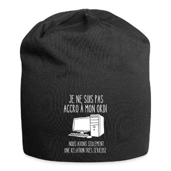 accro à mon ordi - Bonnet en jersey - noir - Devant