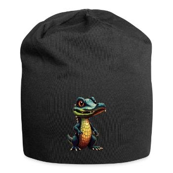 Baby Krokodil Alligator Kroko - Jersey-Beanie - Schwarz - Vorne