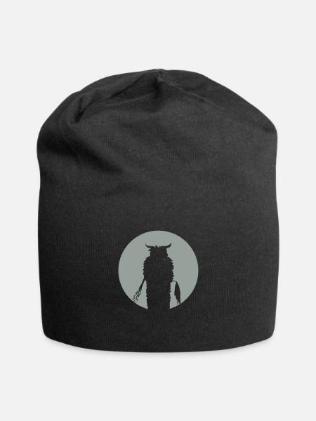 Mond mit Krampus Silhouette - Jersey-Beanie - Schwarz