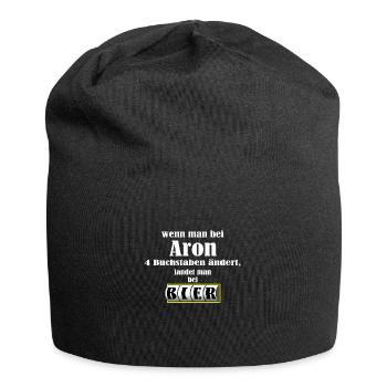 Aron und Bier - Jersey-Beanie - Schwarz - Vorne