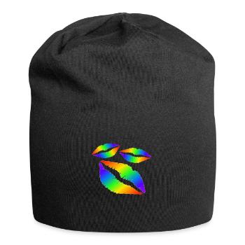 Lippen Küsse - Jersey-Beanie - Schwarz - Vorne