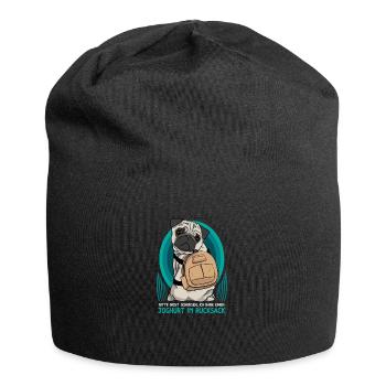 Carlin / Pug avec sac à dos - Bonnet en jersey - noir - Devant