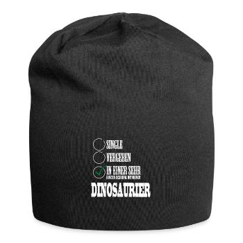 In einer Beziehung mit meinem Dino - Jersey-Beanie - Schwarz - Vorne