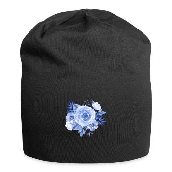 Blaue Rose - Jersey-Beanie - Schwarz - Vorne