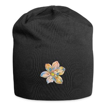 Blüte - Jersey-Beanie - Schwarz - Vorne