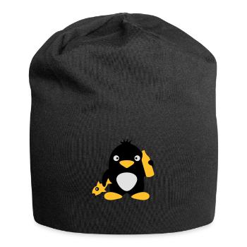 Fish And Beer Penguin - Jersey Beanie - black - Front