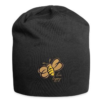 bee happy bees // Une impression dorée. - Bonnet en jersey - noir - Devant