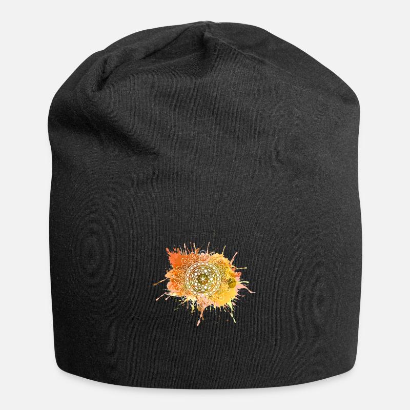 Mandala - Orange - Jersey Beanie - black