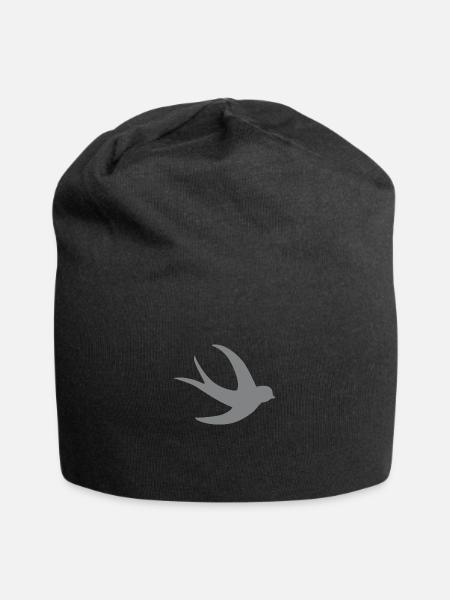 einzelner fliegender Schwalbenvogel im Grau - Jersey-Beanie - Schwarz