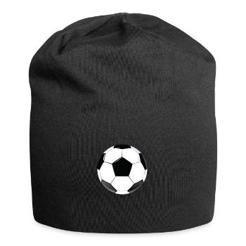 shiny detail football soccer ball - Jersey Beanie - black - Front