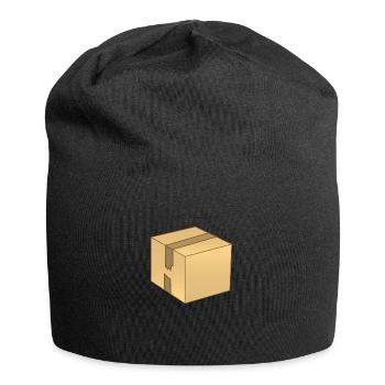 Einfache braune Pappschachtel - Jersey-Beanie - Schwarz - Vorne