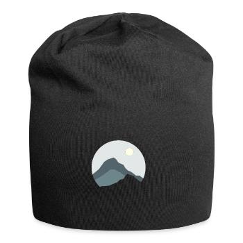 Mountains landscape gift hiking travel silhouett - Jersey Beanie - black - Front