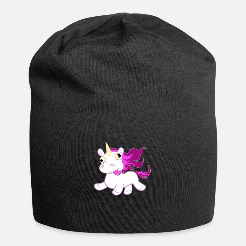 Verrücktes Einhorn - Jersey-Beanie - Schwarz