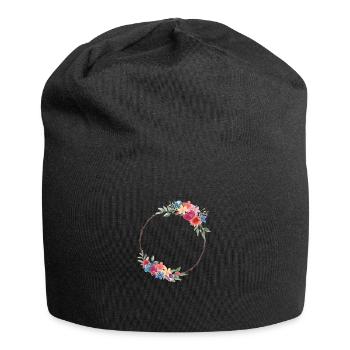Couronne de fleurs rustique personnalisable - Bonnet en jersey - noir - Devant