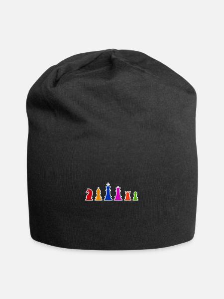 Schachfiguren Bunte Schachspieler Geschenkidee - Jersey-Beanie - Schwarz