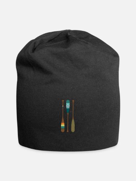 Drei Paddel Bunte Kanu Fan Geschenkidee - Jersey-Beanie - Schwarz