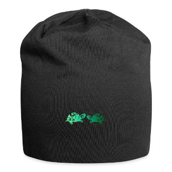 Maori turtle couples in love green gift - Jersey Beanie - black - Front