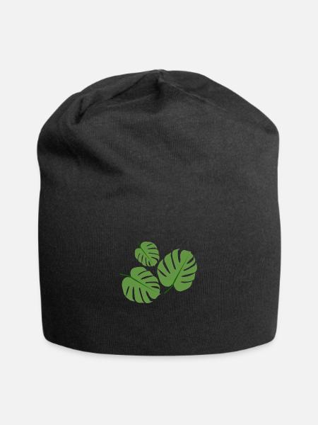 Monstera Pflanze - Jersey-Beanie - Schwarz