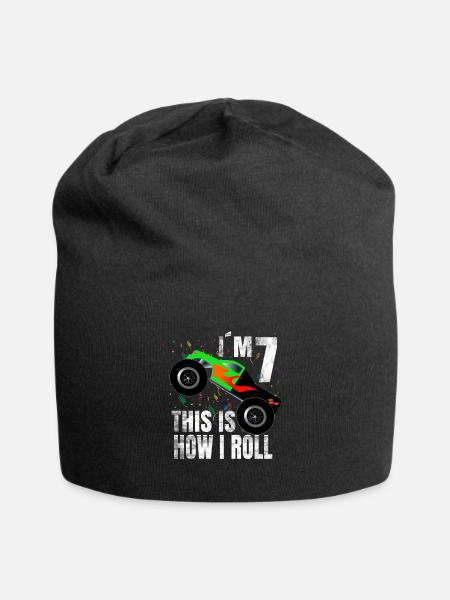 Birthday boy 7 years monster truck gift - Jersey Beanie - black
