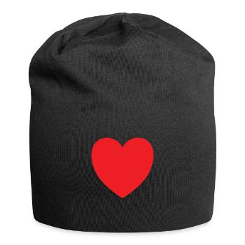 Herz - Jersey-Beanie - Schwarz - Vorne