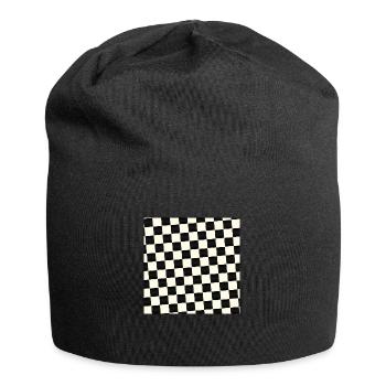 Schachbrettmuster Maske | Mundschutz - Jersey-Beanie - Schwarz - Vorne