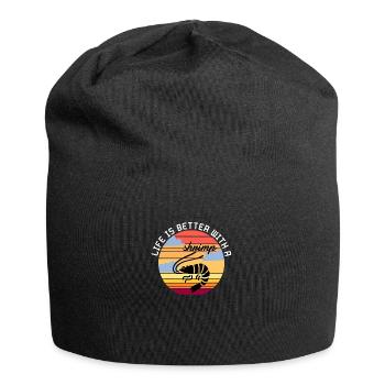 Shrimp - life is better with a shrimp - Jersey Beanie - black - Front