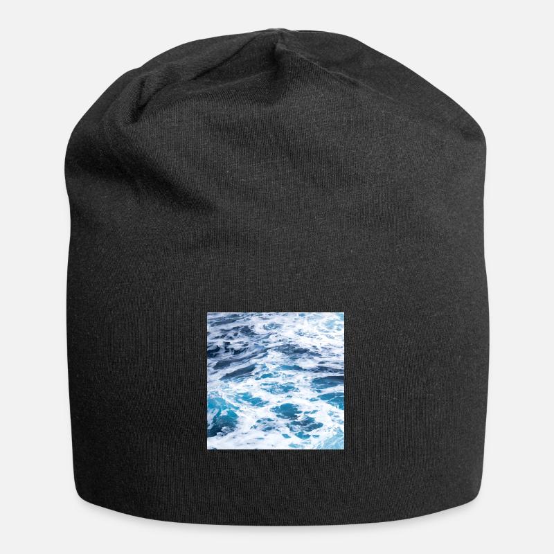 Vagues de l'océan - Bonnet en jersey - noir