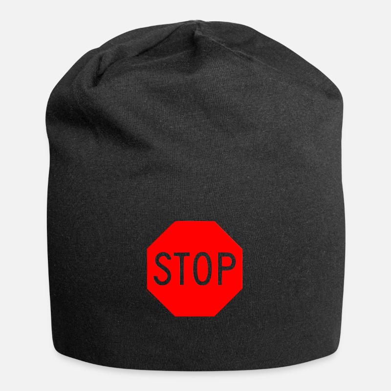 Panneau d'arrêt panneau d'arrêt - Bonnet en jersey - noir