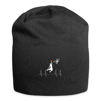 Cadeau de battement de coeur de joueur de basket-ball - Bonnet en jersey - noir - Devant