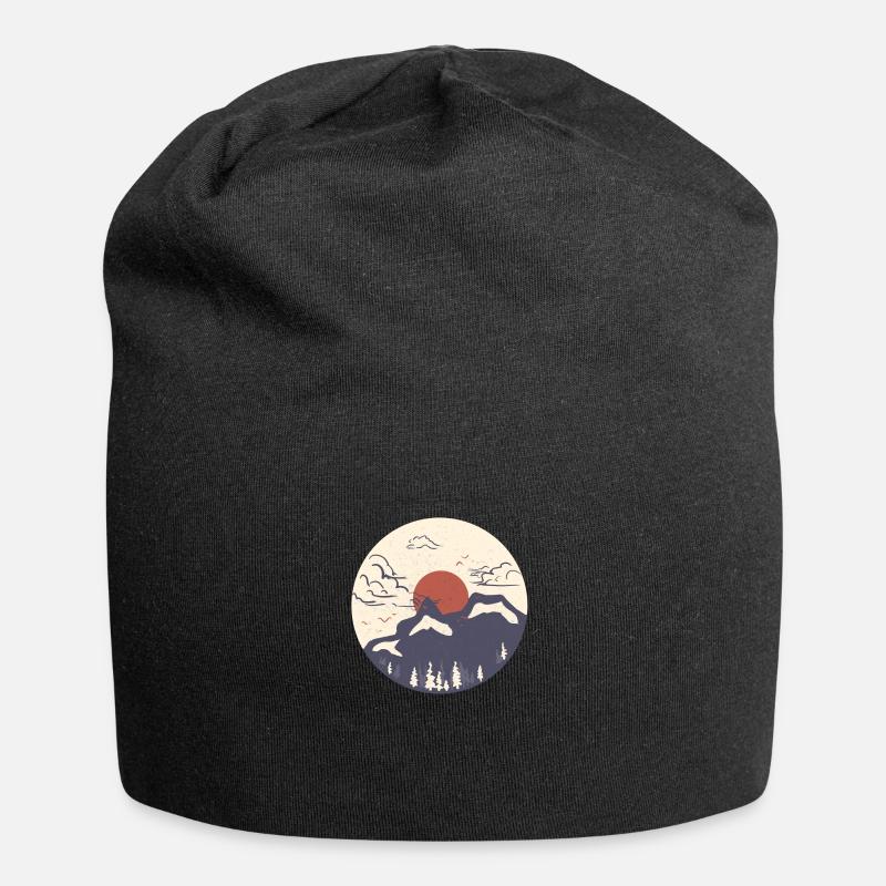 Japanische Berglandschaft - Jersey-Beanie - Schwarz