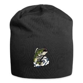 bass fishing illustration - Jersey Beanie - black - Front