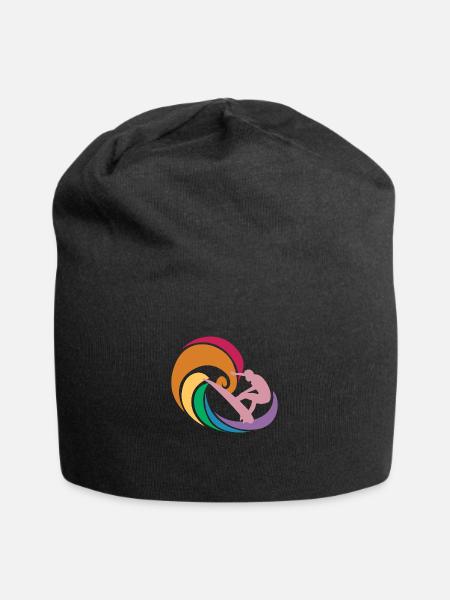 Surfer Waves Rainbow Color Tattoo Geschenkidee - Jersey-Beanie - Schwarz